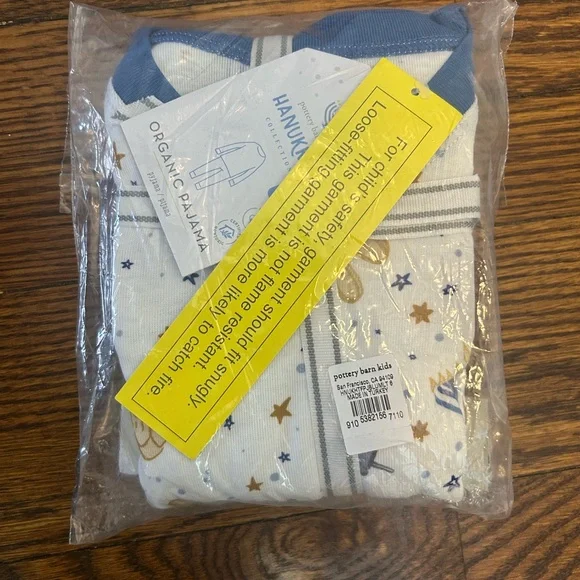 Pottery Barn Kids Festive Blue and Gold Pajama Set - Picture 2 of 3